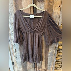 Judith March babydoll v neck mini dress bell sleeves M